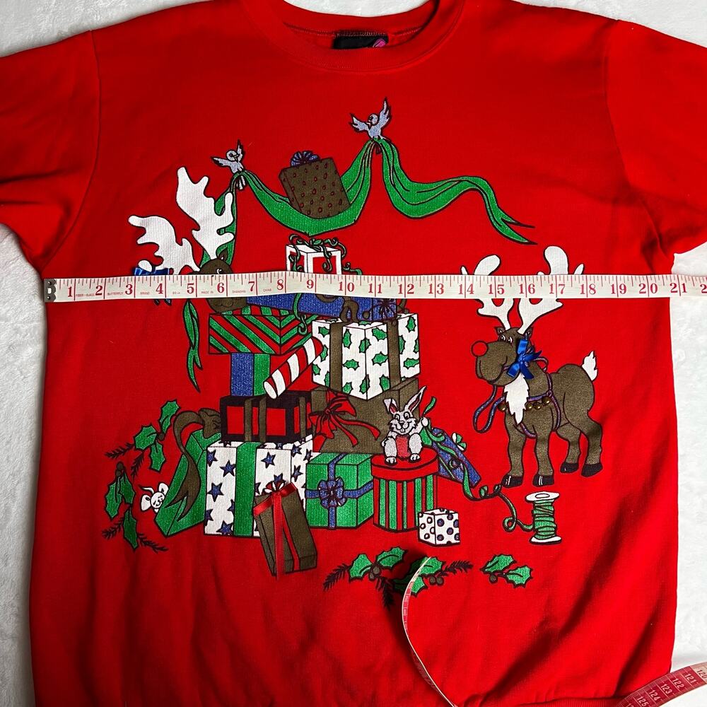 Andover Women's Vintage Red Christmas Sweatshirt Size Large USA - Picture 3 of 9
